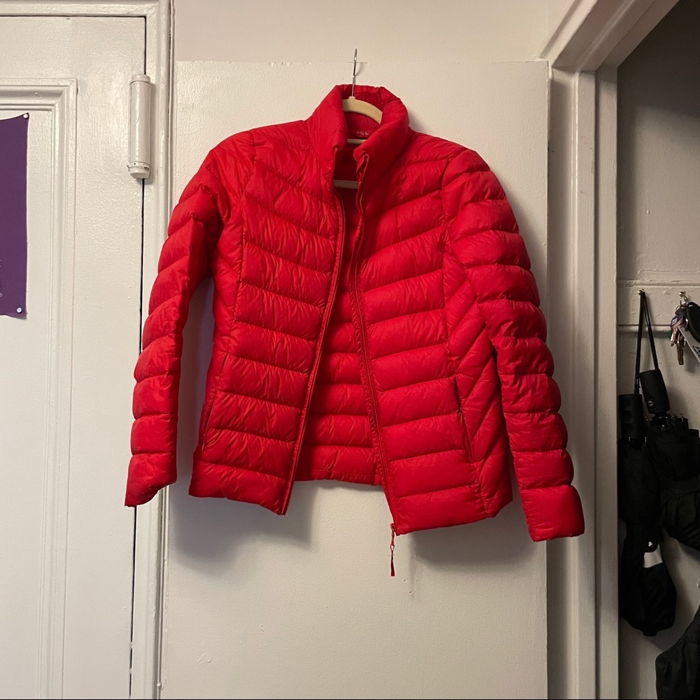 Aqua Nylon Puffer Coat Red Size S